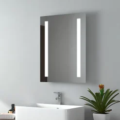 Miroir Lumineux|EMKE Miroir lumineux salle de bain 45x60cm, Miroir LED salle de bain, Miroir avec l'éclairage, Lumière blanche froide