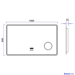 Miroir Lumineux|EMKE Miroir lumineux salle de bain 100x60cm,Interrupteur Tactile,Anti-buée,3x Grossissement,Bluetooth,3 couleurs de LED Lumières