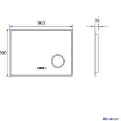 Miroir Lumineux|EMKE Miroir lumineux salle de bain 80x60cm,Interrupteur Tactile, Anti-buée, 3x Grossissement, Horloge,LED Lumière Blanche Froide