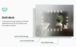 Miroir Lumineux|EMKE Miroir lumineux salle de bain 120x70cm,cadre noir,Interrupteur Tactile, Anti-buée, Horloge et Température, LED Lumière Neutre