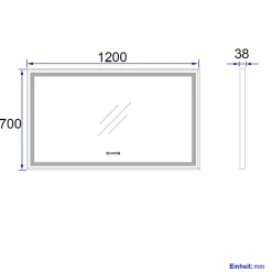 Miroir Lumineux|EMKE Miroir lumineux salle de bain 120x70cm,cadre noir,Interrupteur Tactile, Anti-buée, Horloge et Température, LED Lumière Neutre