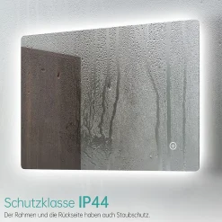 Miroir Lumineux|EMKE Miroir lumineux salle de bain Rétro-éclairage 100x60cm, avec Interrupteur Tactile, LED éclairage lumière Froide/Chaude/Neutre