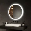 Miroir Lumineux|EMKE Miroir lumineux salle de bain rond diamètre 60cm, Miroir LED avec Interrupteur Tactile, Anti-buée, 3 couleurs de Lumières