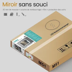 EMKE Miroir lumineux salle de bain rond diamètre 80cm, Miroir LED avec Interrupteur Tactile, Anti-buée, 3 couleurs de Lumières