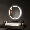 EMKE Miroir lumineux salle de bain rond diamètre 50cm, Miroir LED avec Interrupteur Tactile, Anti-buée, 3 couleurs de Lumières