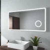 Miroir Lumineux|EMKE Miroir lumineux salle de bain 120x60cm, Miroir LED avec Interrupteur Tactile, 3x Grossissement, Lumière Blanche Froide