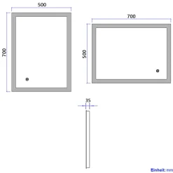 EMKE Miroir lumineux salle de bain 70x50cm, Miroir LED avec Interrupteur Tactile, 6500K, Dimmable
