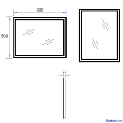 Miroir Lumineux|EMKE Miroir lumineux salle de bain 60x50cm,Miroir LED avec Interrupteur à bouton,Anti-buée,éclairage lumière Blanche Froide/Chaude