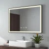 EMKE Miroir lumineux salle de bain 100x70cm,cadre noir,Interrupteur Tactile, Anti-buée, Horloge et Température, LED Lumière Neutre