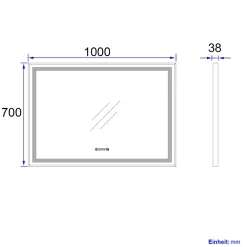 EMKE Miroir lumineux salle de bain 100x70cm,cadre noir,Interrupteur Tactile, Anti-buée, Horloge et Température, LED Lumière Neutre
