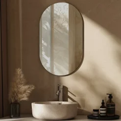 EMKE Miroir rond mural 40x70 cm, surface sans cuivre, anti-explosion, déco murale salle de bain, salon ou chambre
