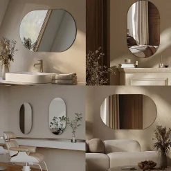 EMKE Miroir rond mural 40x70 cm, surface sans cuivre, anti-explosion, déco murale salle de bain, salon ou chambre