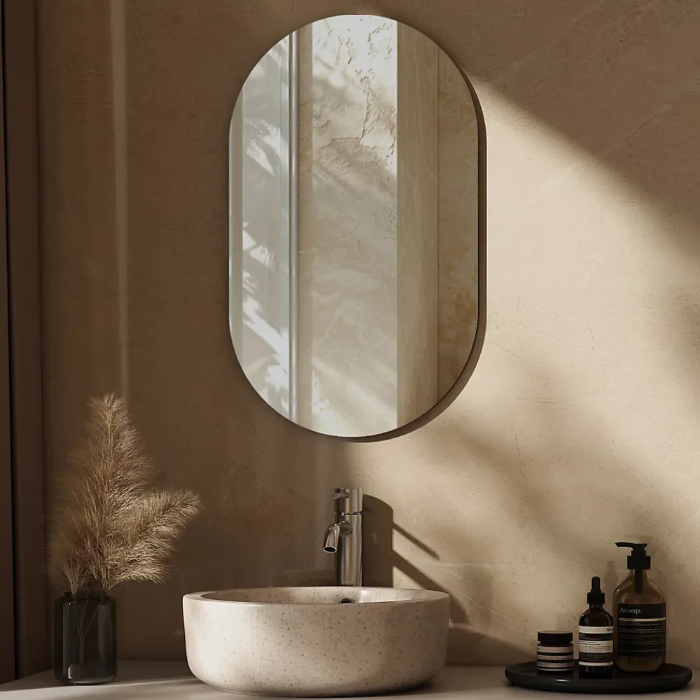Miroir Simple|EMKE Miroir rond mural 60x100 cm, sans cuivre, résistant, pour salle de bain, entrée, salon ou chambre