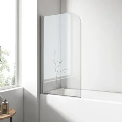 EMKE Pare de baignoire en 6 mm verre securit Paroi de douche pour baignoire 70 x 140 cm Revêtement Nano facile à nettoyer