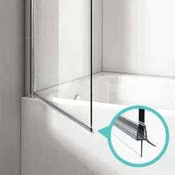 EMKE Pare de baignoire en 6 mm verre securit Paroi de douche pour baignoire 70 x 140 cm Revêtement Nano facile à nettoyer