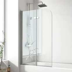 Pare-Baignoire|EMKE Pare de baignoire en 6 mm verre securit Paroi de douche pliable pour baignoire Revêtement Nano facile à nettoyer 120 x 140 cm