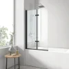 Pare-Baignoire|EMKE Pare-baignoire paroi de douche pour baignoire noir mat 2 parties pliable 110x140cm pare-baignoire 6mm NANO GLASS