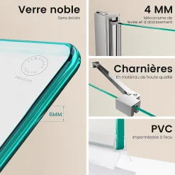 Pare-Baignoire|EMKE Paroi de douche pliable pour baignoire 100 x 140 cm, verre trempé 6 mm, cadre chromé