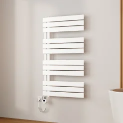 Sèche-Serviettes Électrique|EMKE Radiateur Sèche-Serviettes Électrique 1041x600 mm, Blanc 600W, WiFi, Modes Intelligents, Détection Fenêtre