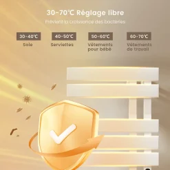 EMKE Radiateur sèche-serviettes électrique salle de bain avec thermostat, 100x50 cm, 350W, blanc brillant