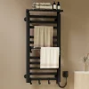 EMKE Radiateur sèche-serviettes électrique salle de bain 100 x 50 cm, température constante intelligente, 280 W, noir mat