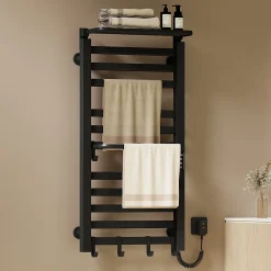 EMKE Radiateur sèche-serviettes électrique salle de bain 100 x 50 cm, température constante intelligente, 280 W, noir mat