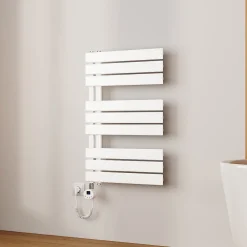 Sèche-Serviettes Électrique|EMKE Radiateur Sèche-Serviettes Électrique 762x500 mm, Blanc 400W, WiFi, Modes Intelligents, Détection Fenêtre