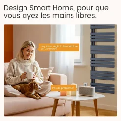 EMKE Radiateur Sèche-Serviettes Électrique 762x600 mm, Gris Anthracite 400W, WiFi, Modes Intelligents, IPX4