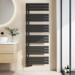 EMKE Radiateur Sèche-Serviettes à Eau Chaude Flat Panel - Noir Mat 160x60 cm - 958W
