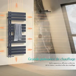 EMKE Radiateur Sèche-Serviettes à Eau Chaude Flat Panel - Noir Mat 160x60 cm - 958W