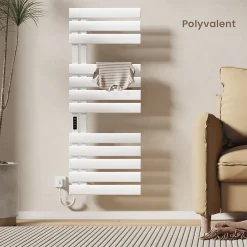 EMKE Radiateur sèche-serviettes électrique salle de bain avec thermostat, 130x50 cm, 450W, blanc brillant