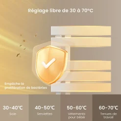 EMKE Radiateur sèche-serviettes électrique salle de bain avec thermostat, 130x50 cm, 450W, blanc brillant