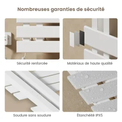 Sèche-Serviettes Électrique|EMKE Radiateur sèche-serviettes électrique salle de bain avec thermostat, 85x40 cm, 285W, blanc brillant