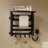 EMKE Radiateur sèche-serviettes électrique salle de bain 50 x 50 cm, température constante intelligente, noir mat