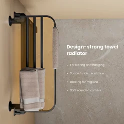 EMKE Radiateur sèche-serviettes électrique salle de bain 50 x 50 cm, température constante intelligente, noir mat