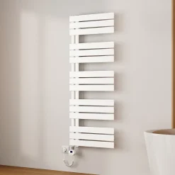 Sèche-Serviettes Électrique|EMKE Radiateur Sèche-Serviettes Électrique 1320x500 mm, Blanc 800W, WiFi, Modes Intelligents, Détection Fenêtre