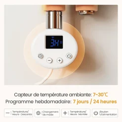 EMKE Radiateur Sèche-Serviettes Électrique 1599x500 mm, Blanc 1000W, WiFi, Modes Intelligents, Détection Fenêtre