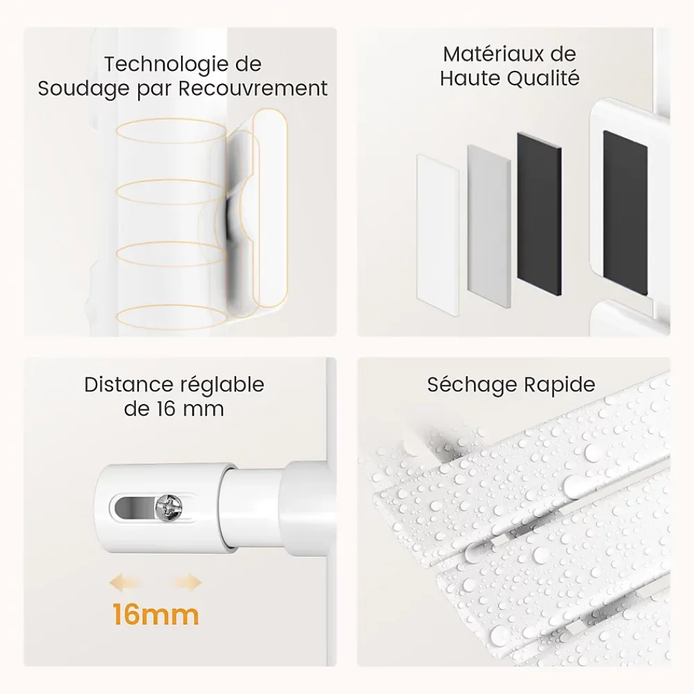 EMKE Radiateur Sèche-Serviettes Électrique 1599x500 mm, Blanc 1000W, WiFi, Modes Intelligents, Détection Fenêtre