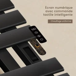 Sèche-Serviettes Électrique|EMKE Radiateur sèche-serviettes électrique salle de bain avec thermostat, panneau chauffant, minuterie, 100x50 cm, 350W, noir mat