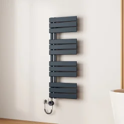 Sèche-Serviettes Électrique|EMKE Radiateur Sèche-Serviettes Électrique 1041x400 mm, Gris Anthracite 400W, WiFi, Modes Intelligents, IPX4