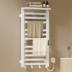EMKE Radiateur sèche-serviettes électrique salle de bain 100 x 50 cm, température constante intelligente, 280 W, blanc brillant
