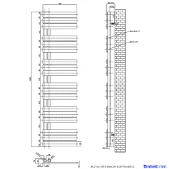 EMKE Radiateur Sèche-Serviettes à Eau Chaude, Connexion Latérale Design Plat Anthracite 1599x400mm 718W