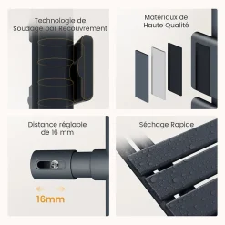 Sèche-Serviettes Électrique|EMKE Radiateur Sèche-Serviettes Électrique 1599x600 mm, Gris Anthracite 1000W, WiFi, Modes Intelligents, IPX4