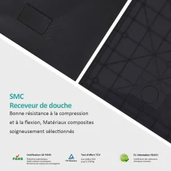 Receveur De Douche|EMKE Receveur de douche receveur de douche plat antidérapant SMC receveur de douche à découper, 120x90cm, Noire