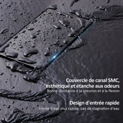 Receveur De Douche|EMKE Receveur de douche receveur de douche plat antidérapant SMC receveur de douche à découper, 120x90cm, Noire