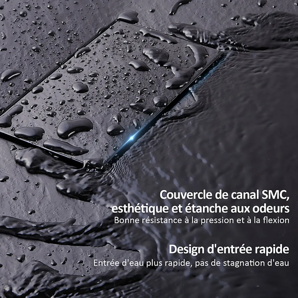 Receveur De Douche|EMKE Receveur de douche receveur de douche plat antidérapant SMC receveur de douche à découper, 120x90cm, Noire