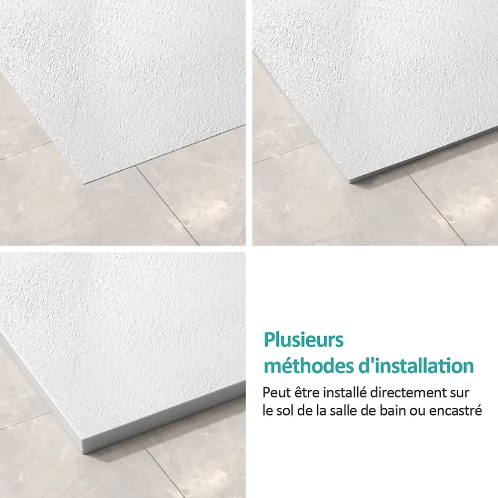 EMKE Receveur de douche receveur de douche plat antidérapant SMC receveur de douche à découper, 140x90cm, Blanc