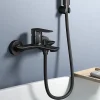 EMKE Robinet bain et douche noir mat, Mitigeur mural 21.2x18.3 cm, robinet salle de bain levier unique