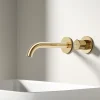 Robinet Lavabo Et Vasque|EMKE Robinet de Salle de Bain Modulaire,281x140x65mm,Corps en Laiton, Or Champagne,Mitigeur de lavabo mural,Cartouche en Céramique