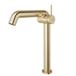 EMKE Robinet de Salle de Bain Or Champagne, 332x220x76 mm, Laiton, Cartouche Céramique, Mitigeur de Lavabo, Installation Facile